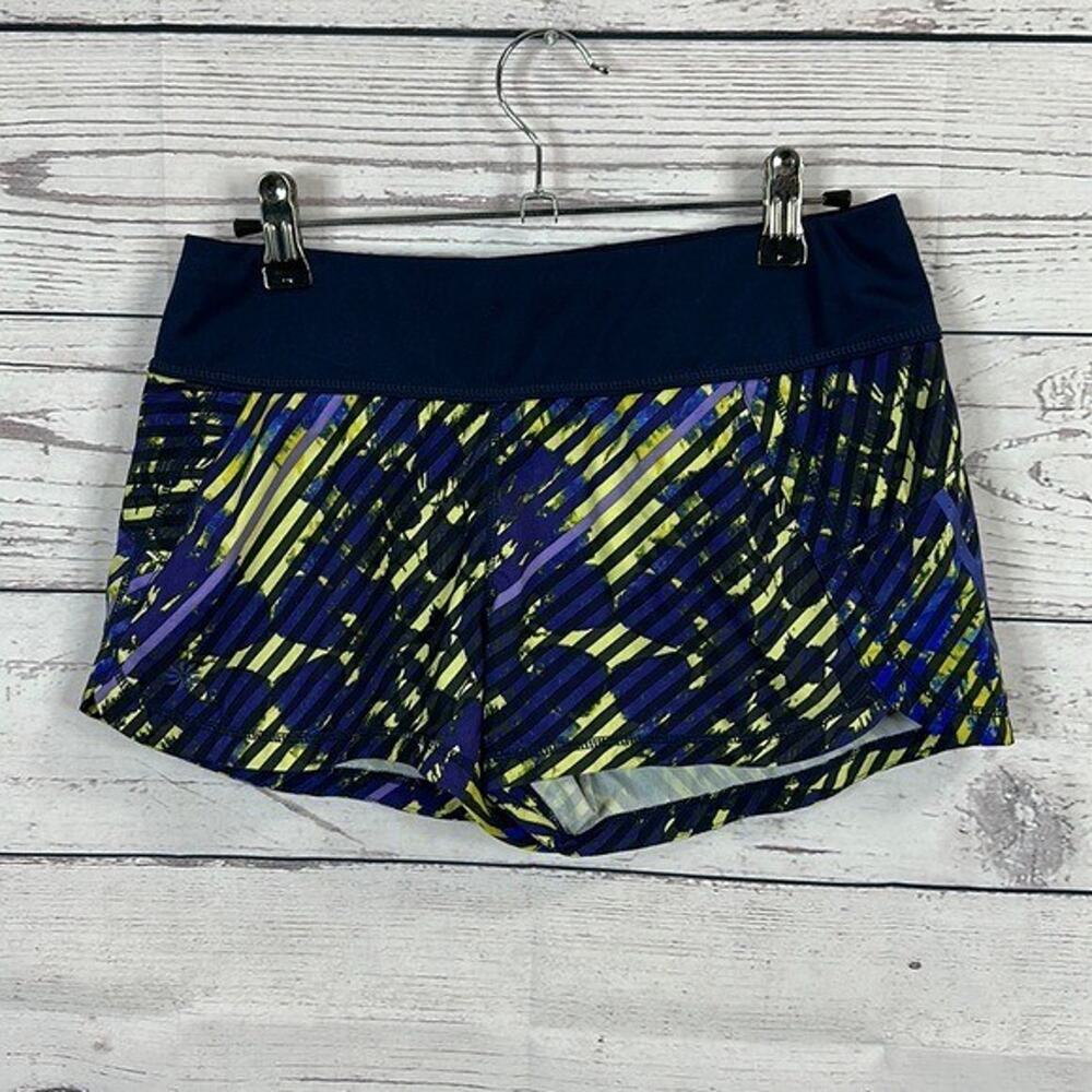 Athleta Shorts‎ Womens XS Blue Green Pulse Running Lined Colorful Athleisure
